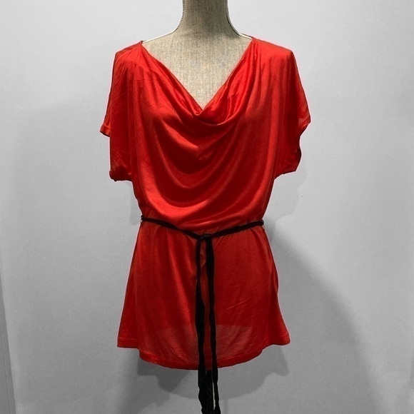 H&M Red Draped Cowl Neck Sleeveless Modal Top Large - Picture 3 of 8